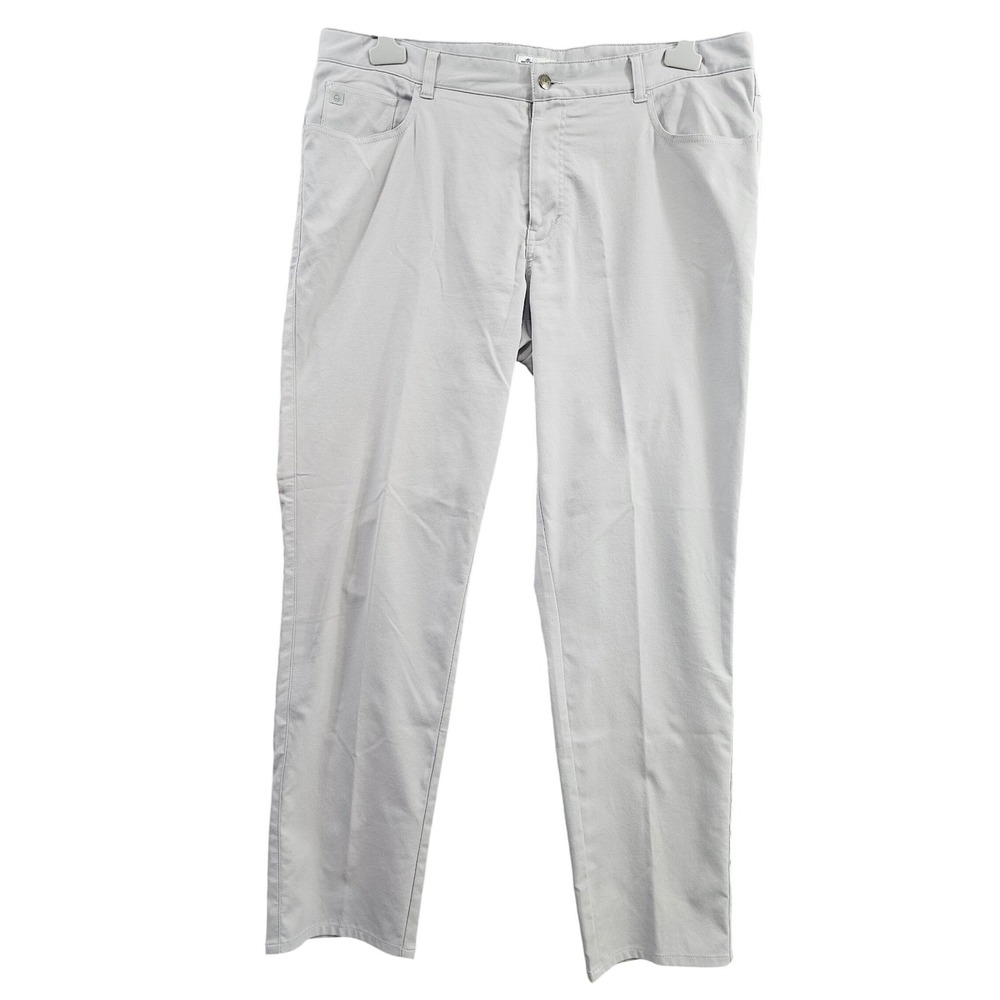 Peter Millar Pants Mens 40/32 Grey‎ Solid Polyester Performance Golf Flat Front